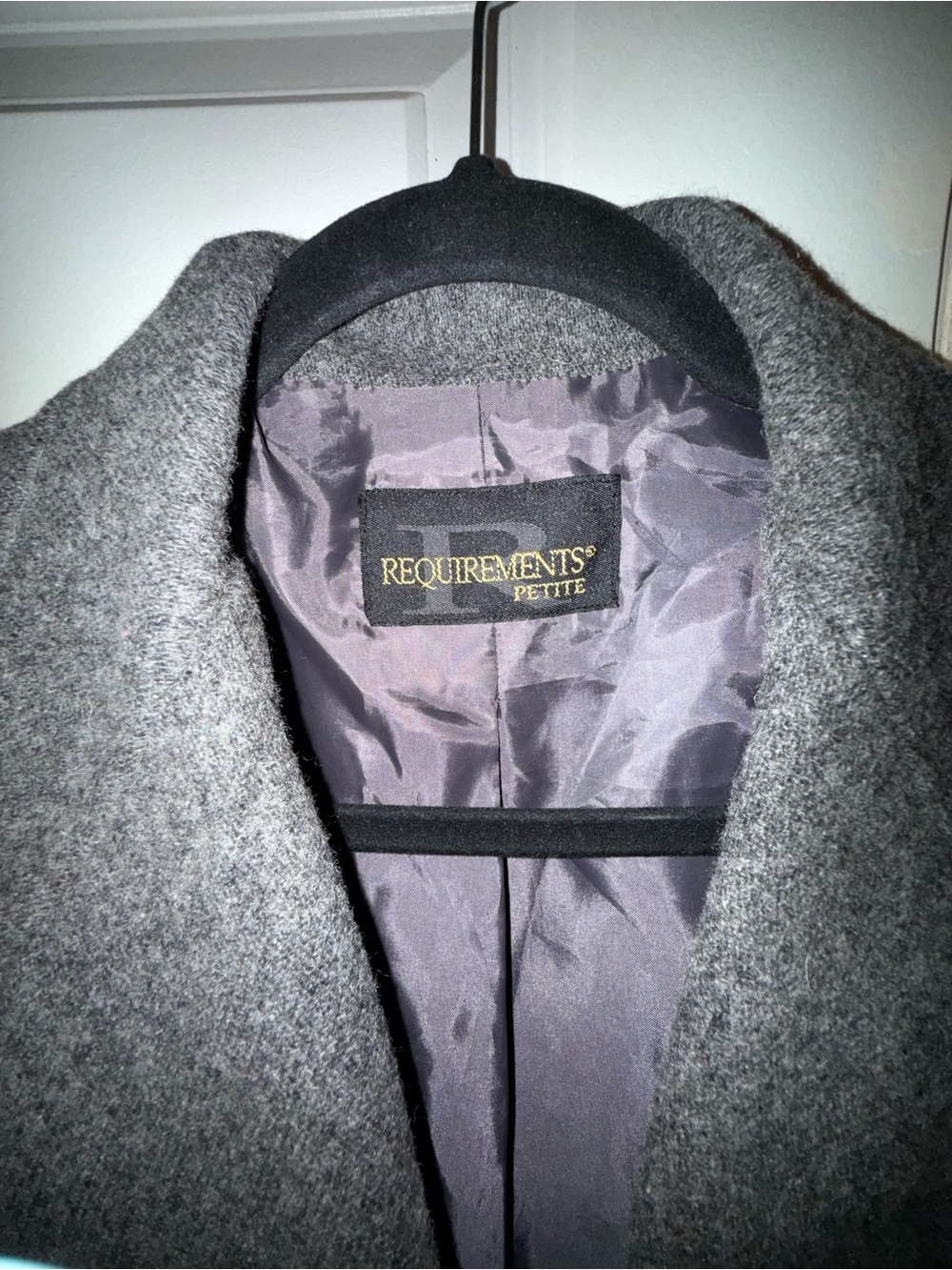 Vintage REQUIREMENTS Petite Gray Wool-Blend Pea Coat